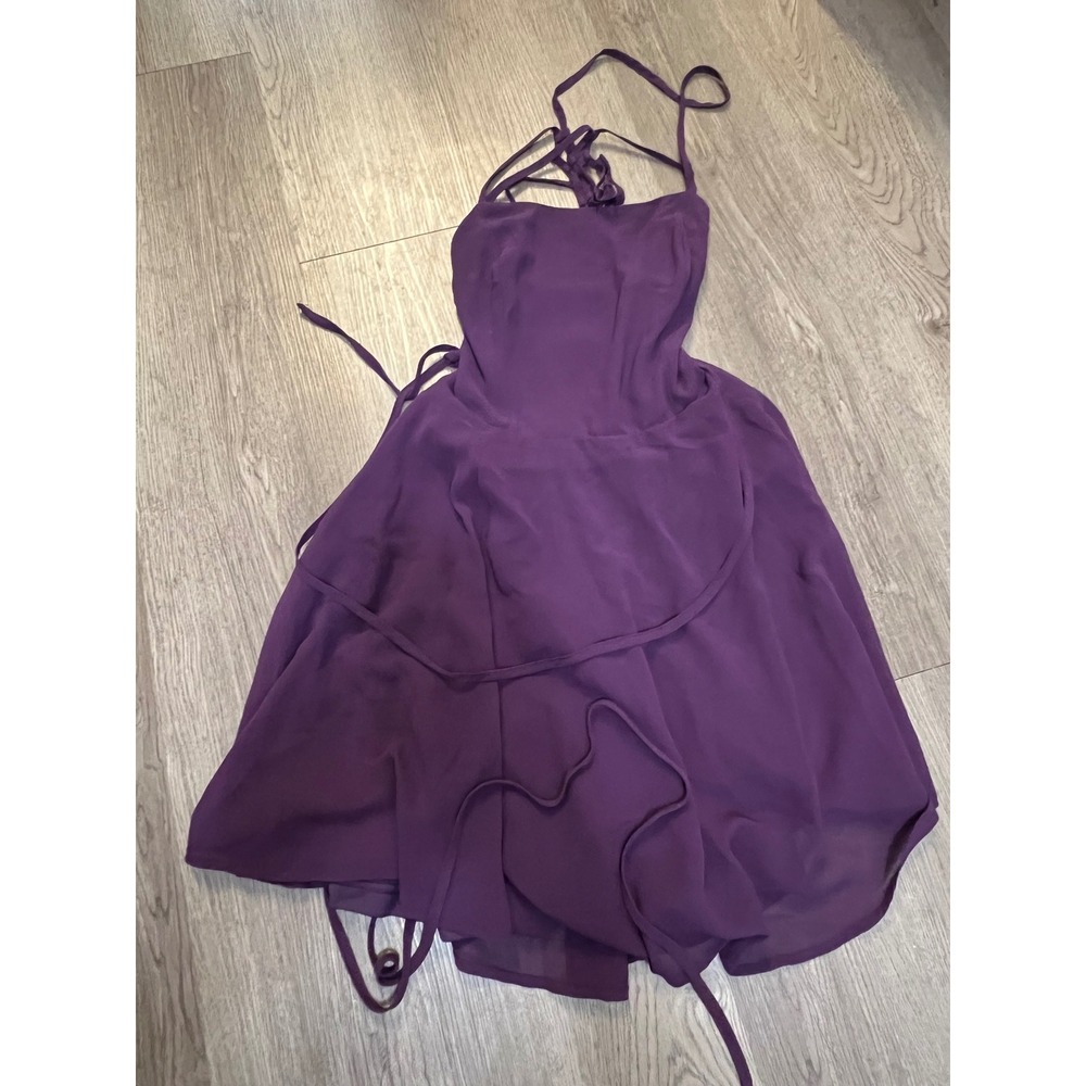 Charlotte Russe Purple Halter Mini Dress Lace Up Open Back Chiffon Small